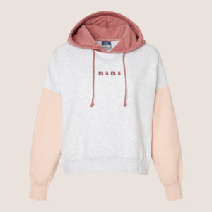 Mama Colorblock Cropped Hooded Sweatshirt